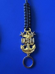 USN E9 MCPO Gold/Silver Anchor with Navy Blue Paracord Neck Lanyard