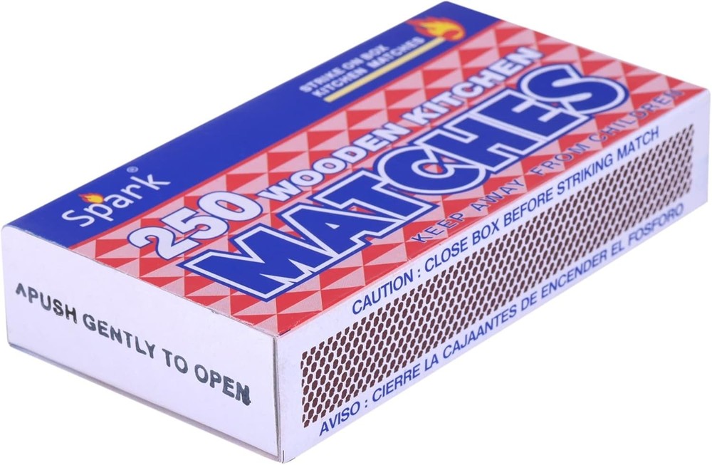 1 Box of 250 count Wooden Kitchen Matches Strike on Box Camping Fire Starters