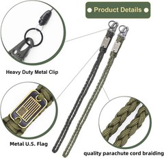 2/4PCS Heavy Duty Paracord Lanyard Keychain with USA Flag, Braided key lanyard f