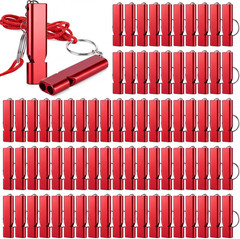 Sotiff 100 Pcs Emergency Whistles Bulk, Aluminum Safety Survival Whistle Keychai