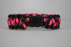 550 Paracord Survival Bracelet Cobra Black/Rosa Noche «Made in the USA»