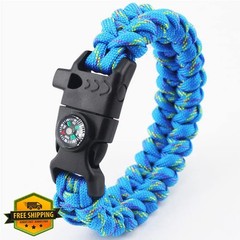 Paracord Buckle with Whistle Compass Side Release Plastic Bracelet