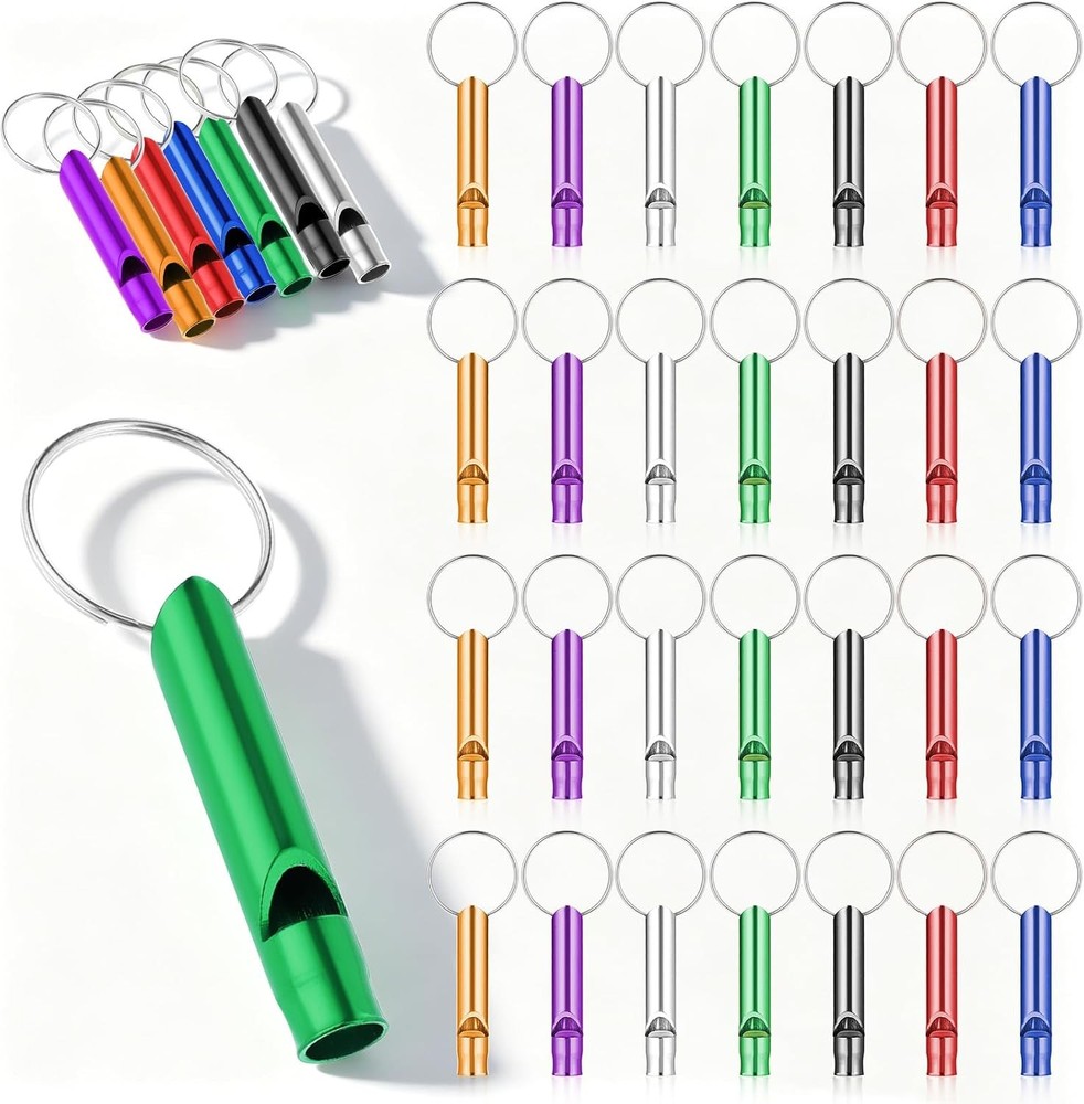 200Pcs Emergency Whistles with Keychains, Aluminum Extra Loud Survival Whistle,