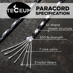 Teceum Paracord Type Iii 550 Urban Camo 100 Ft 4Mm Tactical Rope Mil-Spec