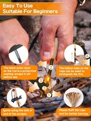 Acostop Fire Starter Tool Kit Survival Gear for Hiking Campfires Bushcraft 5/16