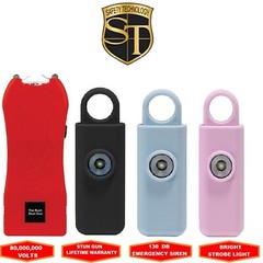80 MV Runt Stun Gun Red 130 DB Siren Strobe Light Personal Alarm Self Defense