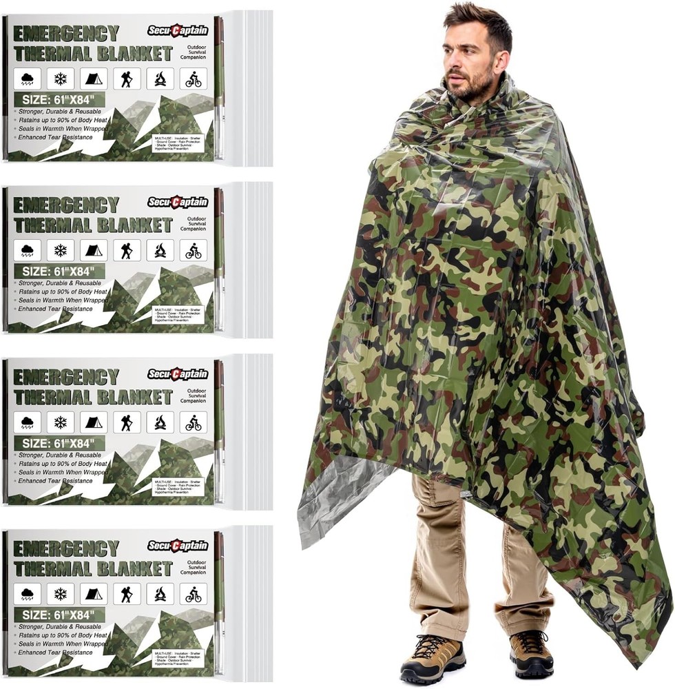 Survival Emergency Thermal Blankets: Extra Large 84” X63” Space Mylar Blanket Ki