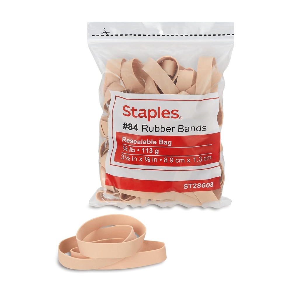 Staples Rubber Bands, Size #84 – Economy Bands for Heavy Bundling, Beige