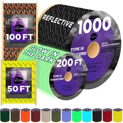 Paracord Type III 550 Black – 100 ft – 4mm – Tactical Rope MIL-SPEC – Outdoor…