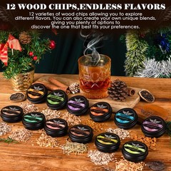 Natural Wood Chips for Cocktail Smoker, 12 Flavors Wood Chips Including Apple…