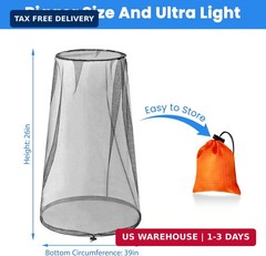 2 Pack Mosquito Head Nets with Drawstring – Ultra Large & Extra Long, Premium Br
