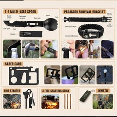 Survival Kit 250Pcs Survival Gear First Aid Kit W/ Molle System Compatible Bag