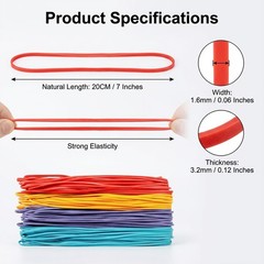 Large Rubber Bands Heavy Duty- Sukh 7 Inch(100pcs), Red, Blue, Purple, Yellow