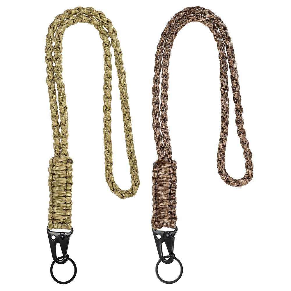 2Pcs Heavy Duty Braided Paracord Lanyard, Brown/Khaki