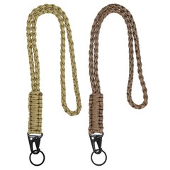 2Pcs Heavy Duty Braided Paracord Lanyard, Brown/Khaki