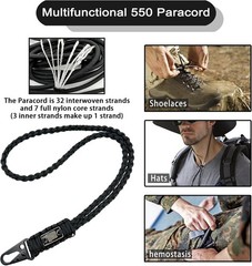 2 Pack Heavy Duty Paracord Lanyard Keychain Necklace Whistles Braided Strap