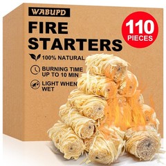 110 Pcs Natural Fire Starters for Fireplace, BBQ, Pizza Oven, Fire Pit & Grill