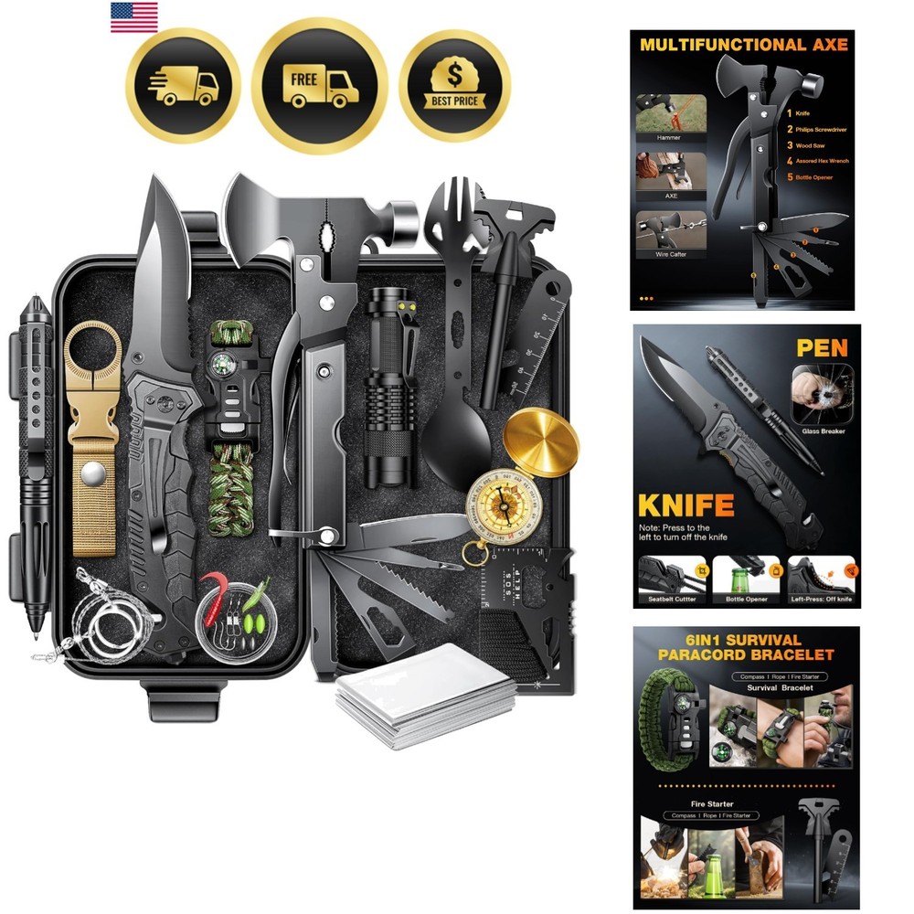Gifts for Men-Christmas | 21-in-1 Survival Gear & Camping Accessories | Fishi…