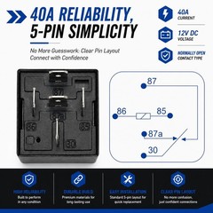Qonsy 4 Pack 5 Pin Electrical Switch Relays For Automotive Car Truck Marine