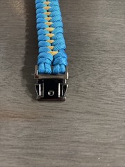 ParaCord Survival Bracelet , Beautiful Blue/Gold Color Size Large.