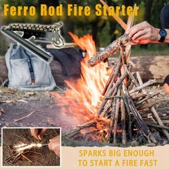 VVAAGG Flint and Steel Fire Starter Kit Survivor 3/8 1/2 inch Ferro Rods and