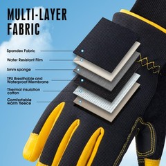HODUP Insulated Synthetic Leather Winter Work Gloves – 3M Large, Yellow/Black