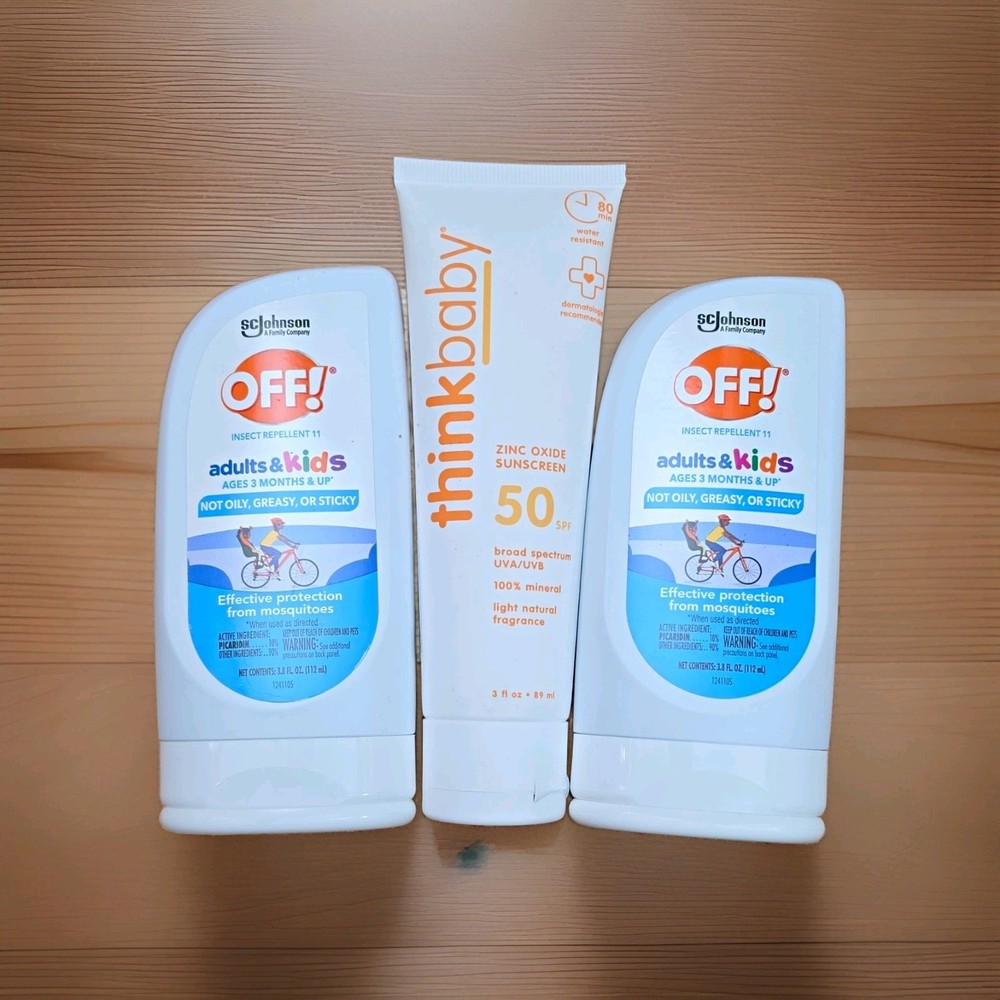 OFF! Adults & Kids Mosquito Repellent Lotion 3.8 oz 2 Pack + 3 oz Thinkbaby 50