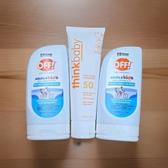 OFF! Adults & Kids Mosquito Repellent Lotion 3.8 oz 2 Pack + 3 oz Thinkbaby 50