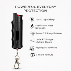 BURN Pepper Spray for Self Defense Security 1/2oz Black