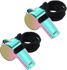 2Pack Coach Whistle with Lanyard Stainless Steel Metal Whistle Colorful Coach Wh