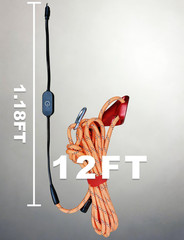 660 LB Strength Camping Rope, 12FT Paracord, 2-In-1 LED Light Guy Line | 30 Leds
