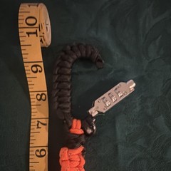 Orange/Black Paracord Keychain Lanyard w/ 3-Dial Combination Lock 12in 1-Pack