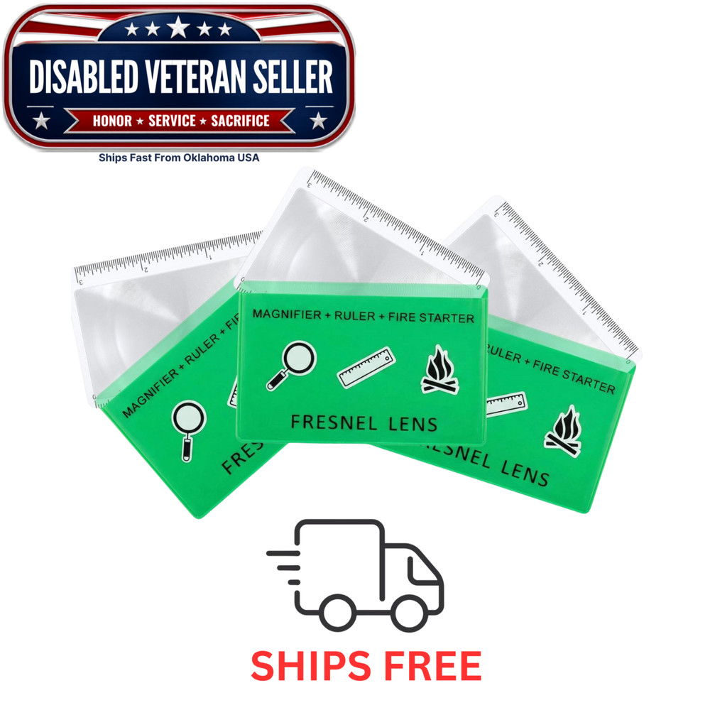 3 Pcs Pocket Wallet Size Survival Emergency Firestarter GREEN Protective Sleeve