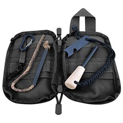 Fire Starter Survival Kit, Larger Ferro Rod with Striker Lanyard Black Bag Kit