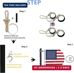 Flagpole Clip with Carabiner for Rope Loop Flagpole Bracket Stainless Steel Flag