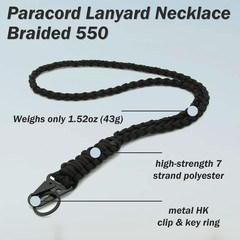 2 Pieces Heavy Duty Paracord Lanyard Braided 550 Necklace Keychains Whistles Wri