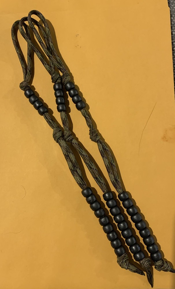 3 Multi Cam Para Cord Black pace count beads, Ranger Beads