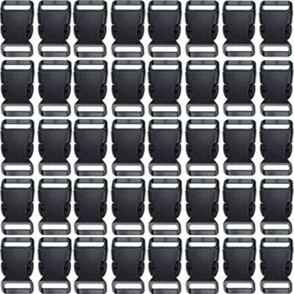5/8 Inch, 40 Pack Black Plastic Side Release Buckle for Paracord Bracelets | Bla