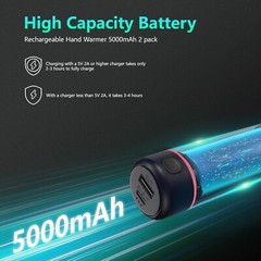 Hand Warmer Pocket Warmer Electric 2x 5000mAh USB Portable 3 Heating Modes B1083