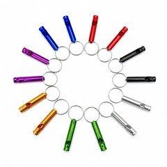 14 Small Aluminum Whistles with Keychains – Safety/Survival/Training/Emergenc…