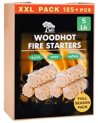 185 pcs Natural Fire Starters for Campfires & Grill – 5lb Large Box – Long-Bu…