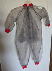 Mosquito Mesh Child’s Suit w/Detachable Head Covering Size 3 Cuffs Zipper USA