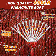 850Ib Reflective Paracord Rope, 50/100/200/500/1000ft 4MM 11 Strand Cords Lan…