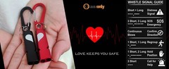 Heart-Engraved Aluminum Emergency Whistles for Her/Him, A Pair of