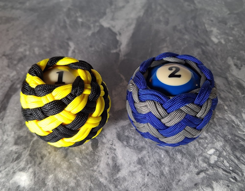 550 Paracord Wrapped Billiard Balls Decorative Herringbone & Barber Pole Knots