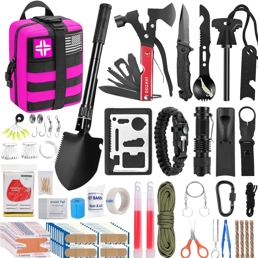 Dozavi Comprehensive Survival Gear Kit: 20 Tools, First Aid & Fishing Supplies