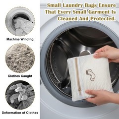 LXUEJIE 4 Pcs 7.87×7.09 Inch Small Mesh Laundry 0.36 liters, Beige, Brown