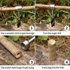 Bushcraft hand auger settlers wrench manual hole drill for survival & camping