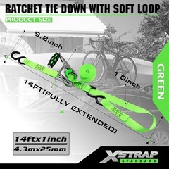 1in x 14ft Ratchet Straps with Ergonomic Aluminium Alloy Handle and Coated 4PK