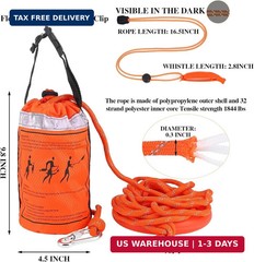 Water Rescue Throw Bag with Rope and 2 Emergency Whistles with Lanyard Emergency